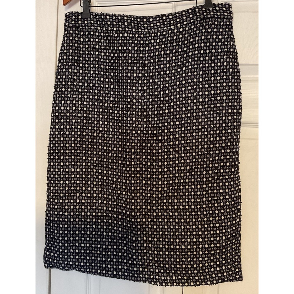 Banana Republic Metallic Sparkle Black Blue Gray White Tweed Pencil Skirt Size 4